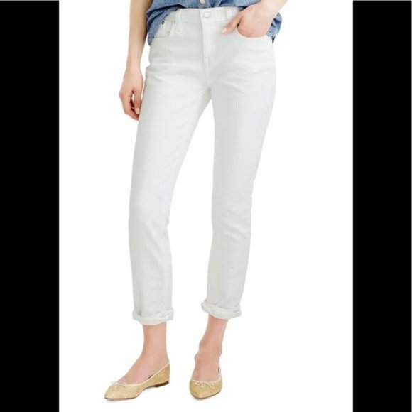J. Crew Denim - J. CREW White Slim Broken In Boyfriend Straight Leg Denim Jeans Size 25